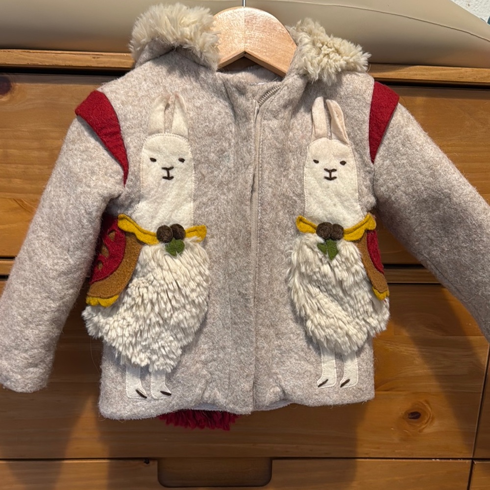 Children's Llama Wool Jacket with Hood